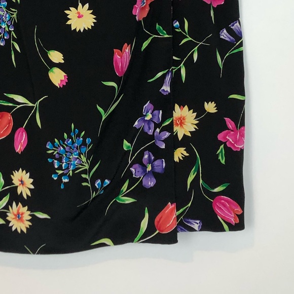 Vintage Silk Floral Wrap Side Tie Skirt 6P - Picture 7 of 7